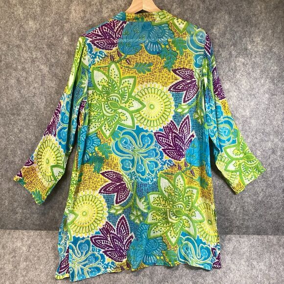 Azulu Colorful Sheer Beach Cover Up Tunic 100% Cotton Size Medium - Picture 2 of 12